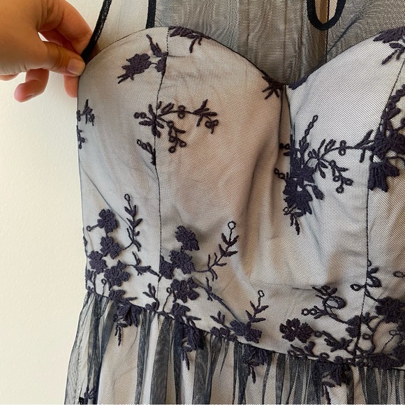 Navy and Cream Lace A-Line Dress - no bra needed! - Picture 4 of 11